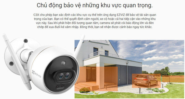 Camera Ezviz C3X Ghi nhận chuyển động con người và xe cộ