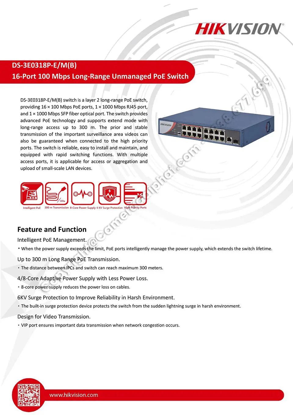 Datasheet of DS 3E0318P EMB 16 Port 100 Mbps Long Range Unmanaged PoE Switch 1.jpg