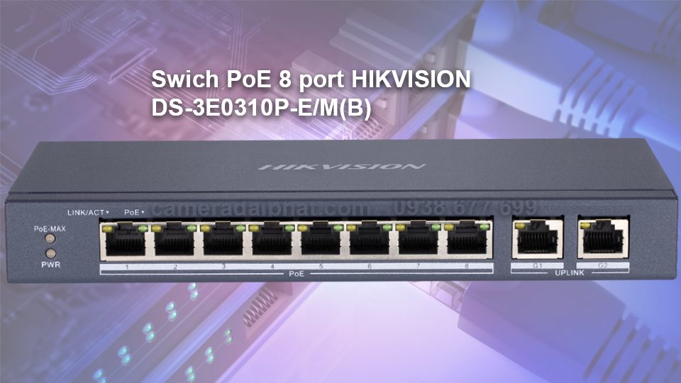 Swich PoE 8 cổng Hikvision DS-3E0310P-E-M