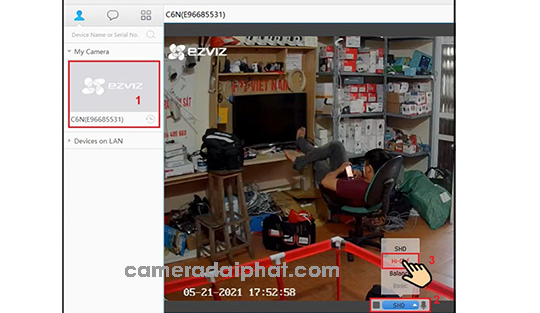 cach xem camera voi phan mem EZVIZ pc studio tren may tinh pc camera dai phat h3