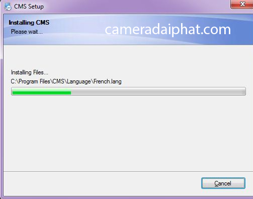 Tiến trình cài đặt phần mềm xem camera jtech đang bắt diễn ra.