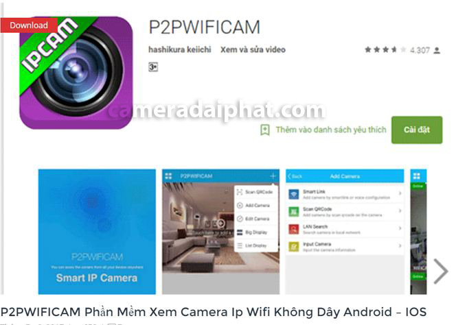 phần mềm xem và quản lý camera P2PWiFICam