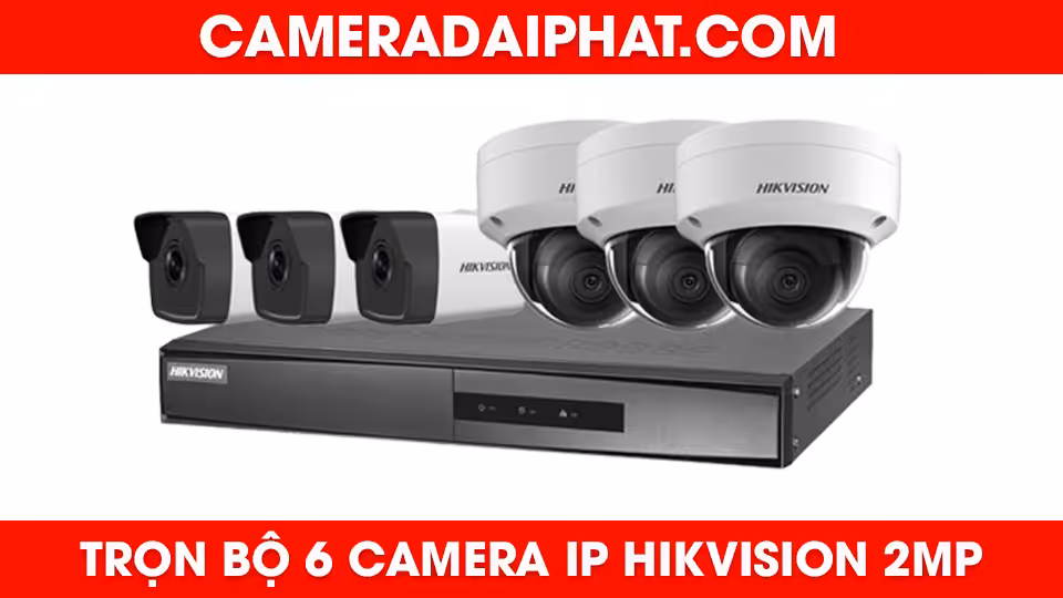 Dịch vụ lắp đặt trọn bộ 6 camera ip Hikvision 2mp giá tốt.